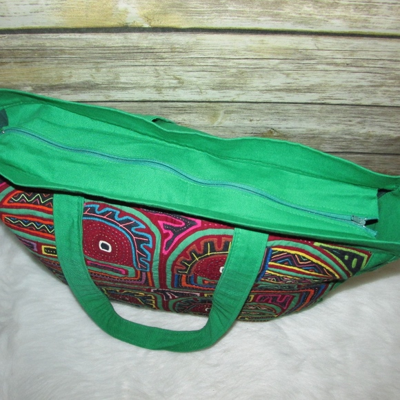 Artisan Green Canvas Tropical Bird Tote - Picture 6 of 8